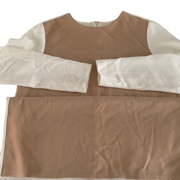 ASOS Womans Colorblock Tan White Long Sleeve Dress Size 10 - Picture 9 of 12